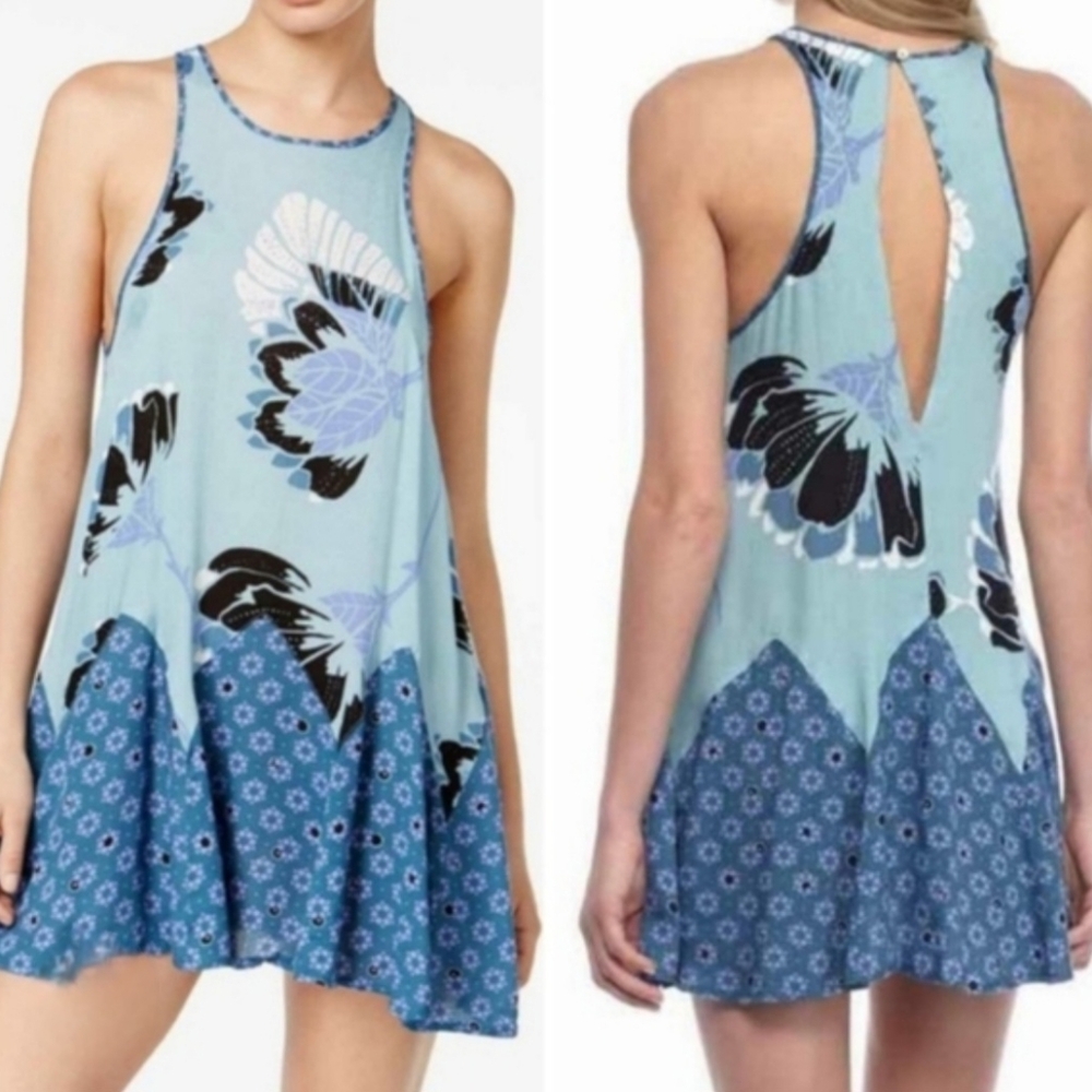 Free People Shades Of Blue Lace Dress